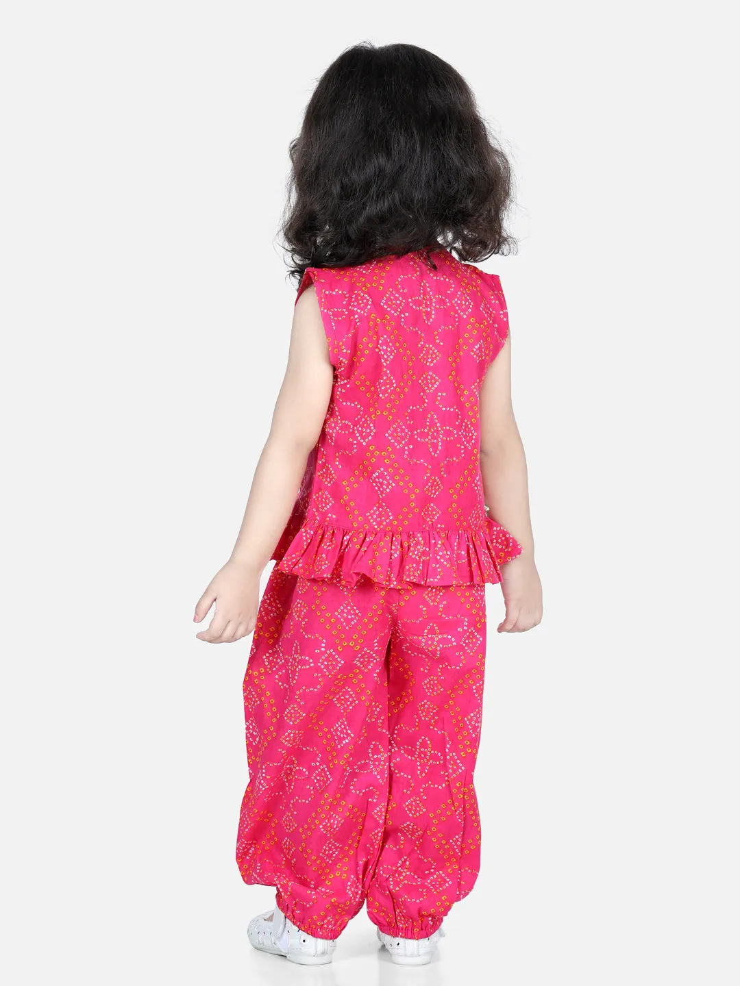 Cotton Top With Harem For Girls- Pink