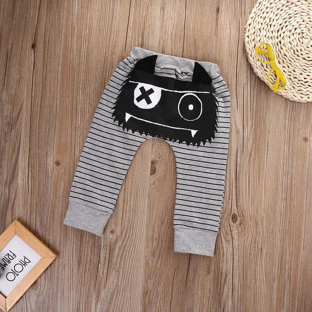 Cute Kids Baby Boys Girls Bottoms Monster Harem Pants Casual Trousers Baby Boy Pants 0-2Y