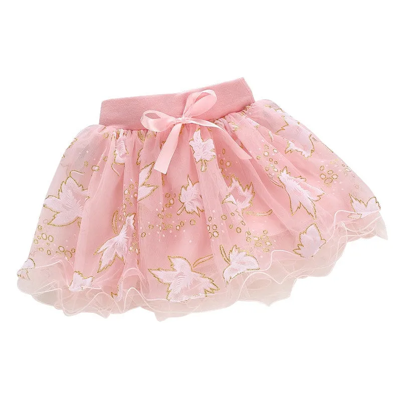 Cute Summer Baby Kids Girls Floral Bowknot Princess Skirt Party Tutu Skirt 1-4Y Hot L07