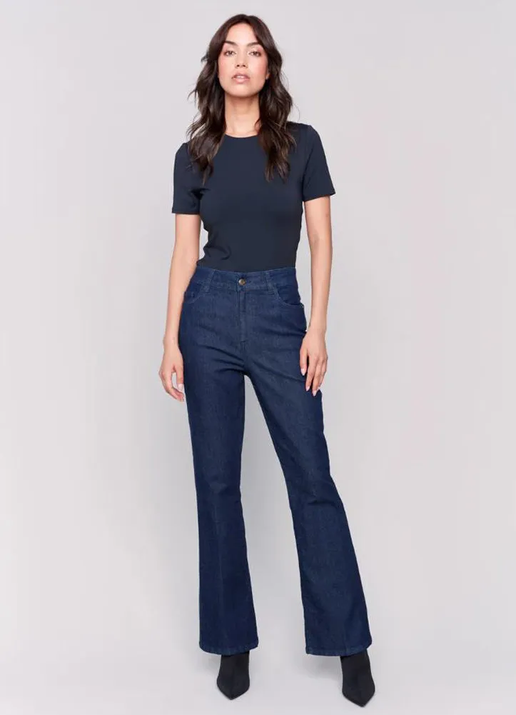 Denim Bootcut Pants in Raw by Charlie B