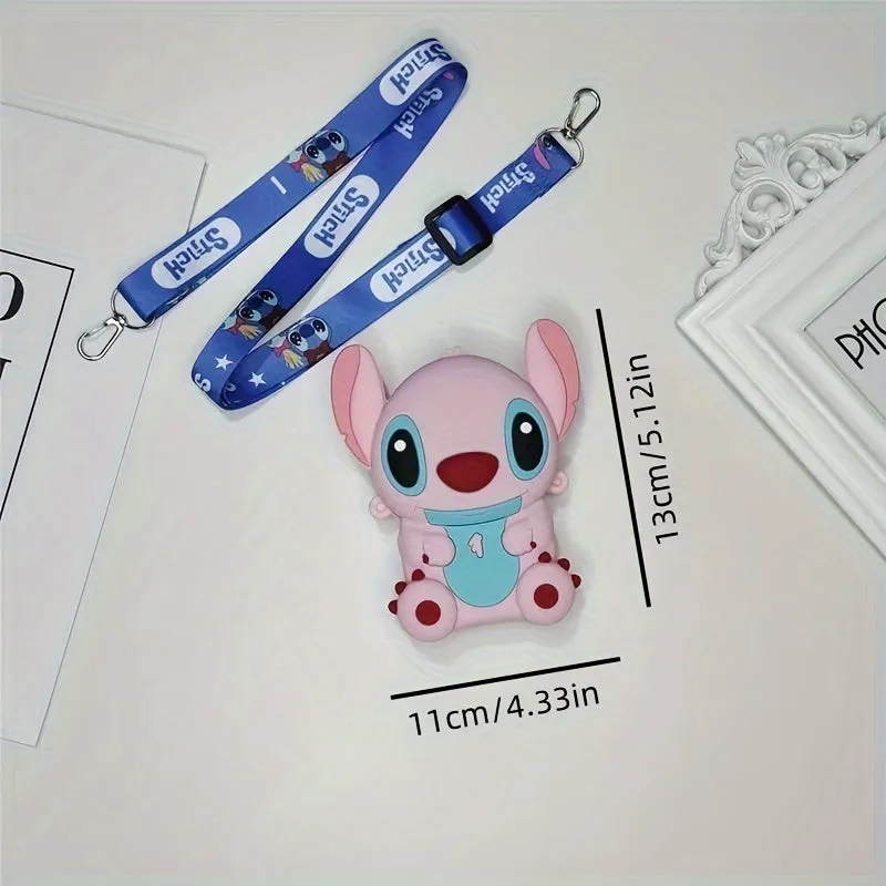 Disney Stitch Silicone Crossbody Bag With Adjustable Strap - Zippered Coin Purse & Handbag