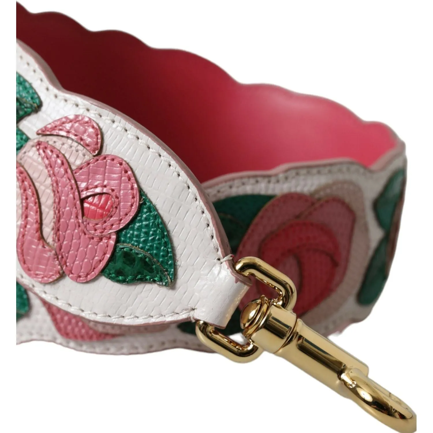 Dolce & Gabbana White Floral Leather Accessory Shoulder Strap