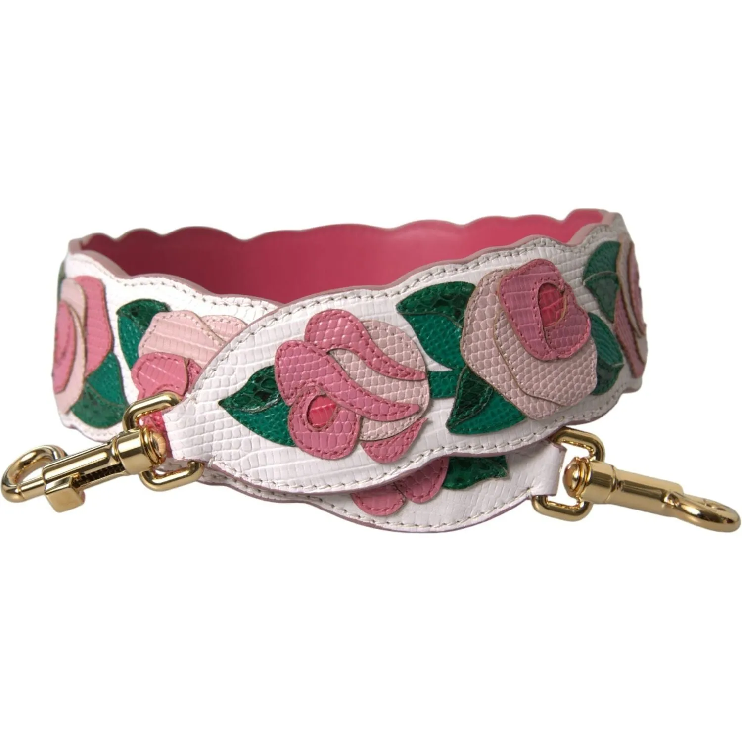 Dolce & Gabbana White Floral Leather Accessory Shoulder Strap