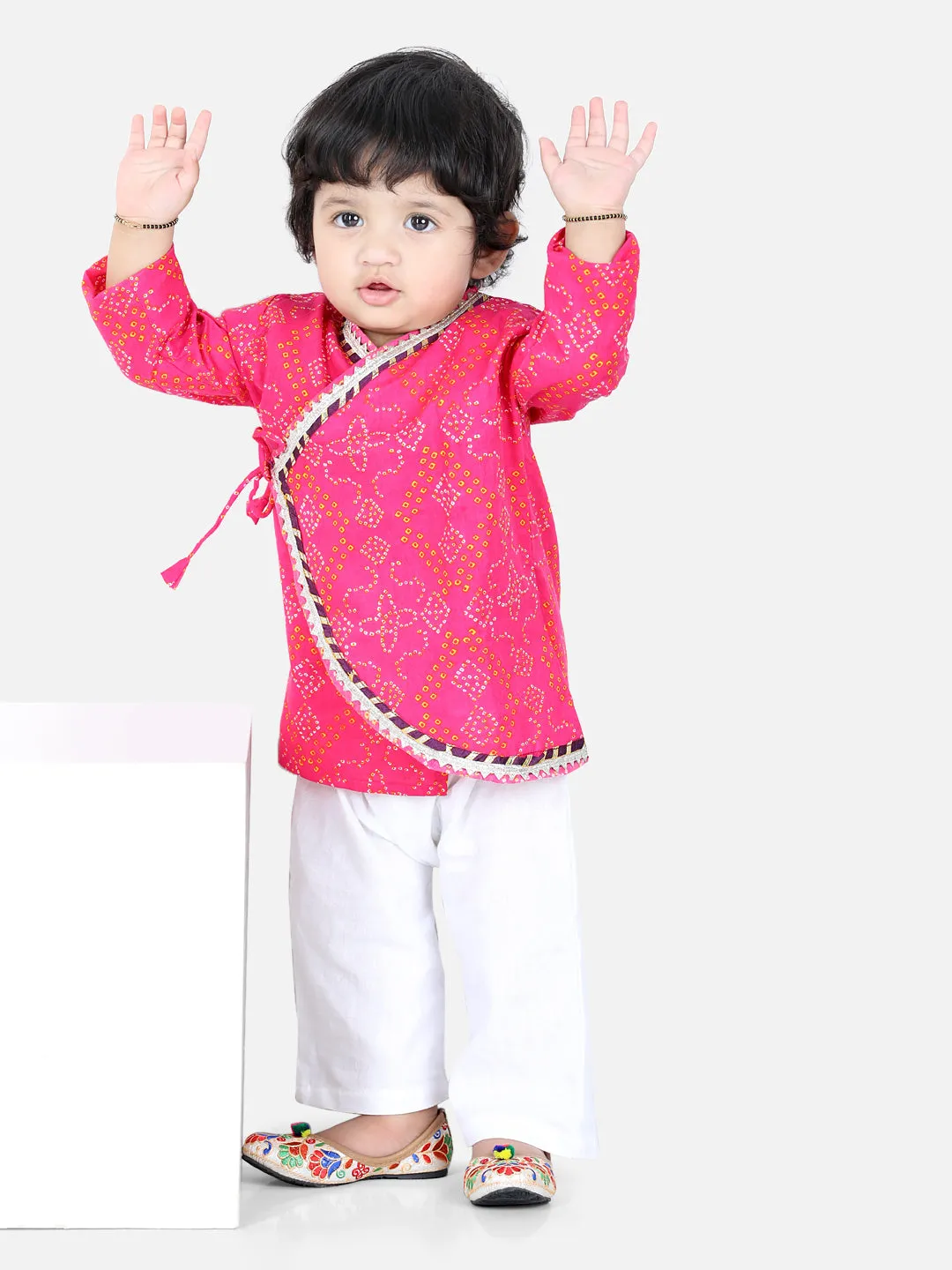 Full Sleeve Cotton Kurta Pajama For Boys- Pink