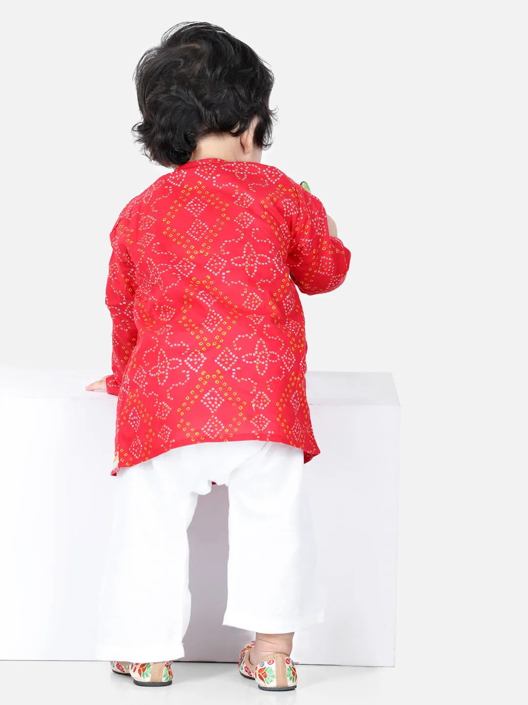 Full Sleeve Cotton Kurta Pajama For Boys- Red