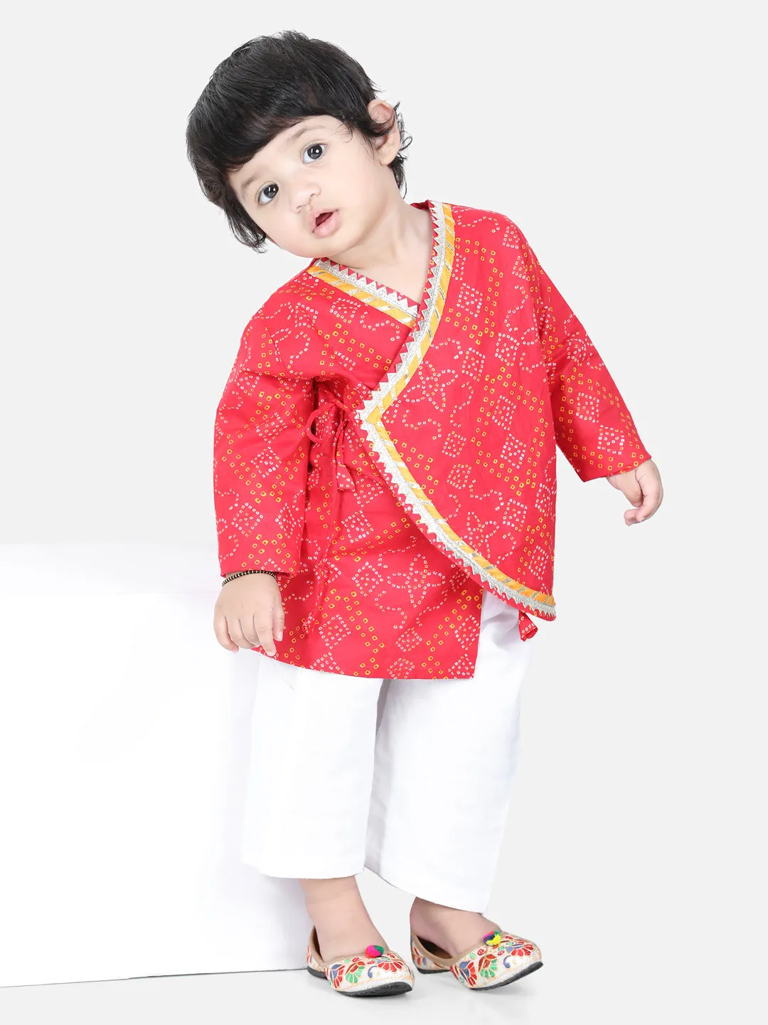 Full Sleeve Cotton Kurta Pajama For Boys- Red