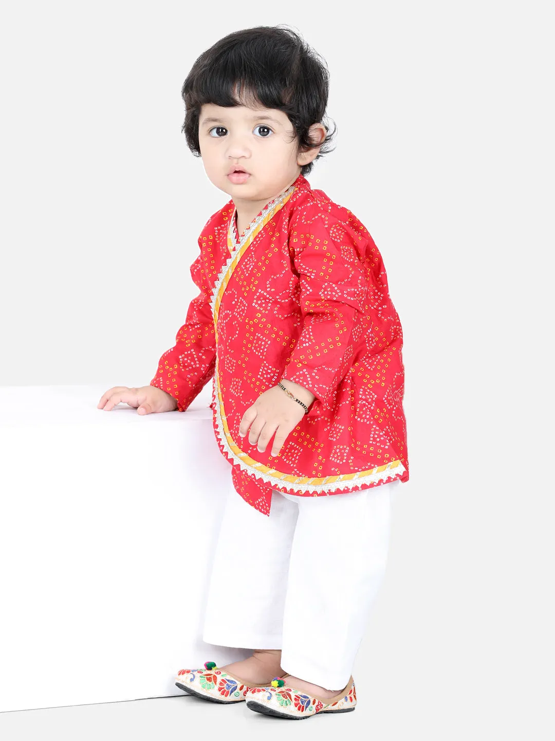 Full Sleeve Cotton Kurta Pajama For Boys- Red