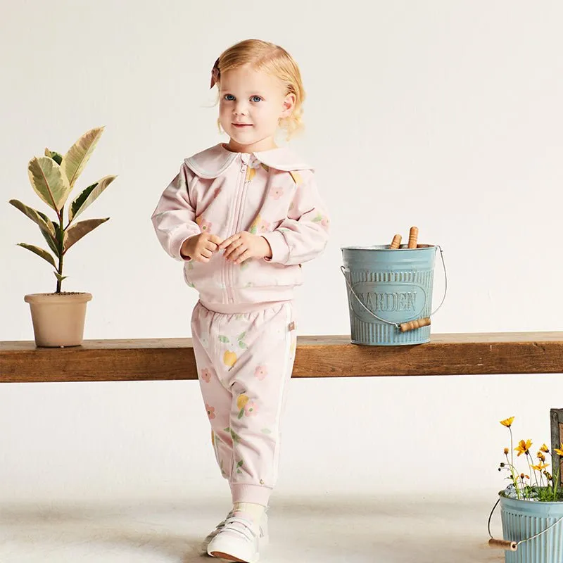 Garden Fairies Two-piece Girl Pink Sweater Jacket & Pants Set