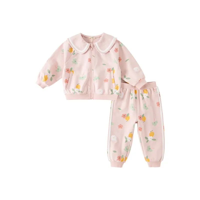 Garden Fairies Two-piece Girl Pink Sweater Jacket & Pants Set