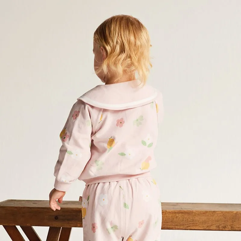 Garden Fairies Two-piece Girl Pink Sweater Jacket & Pants Set