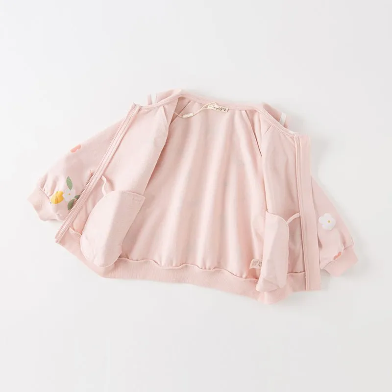 Garden Fairies Two-piece Girl Pink Sweater Jacket & Pants Set