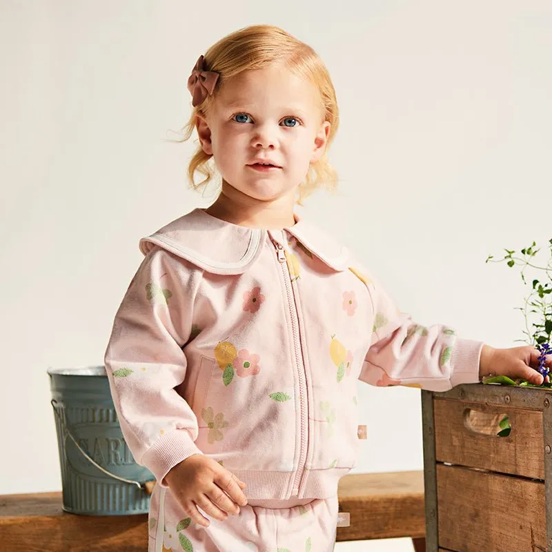 Garden Fairies Two-piece Girl Pink Sweater Jacket & Pants Set