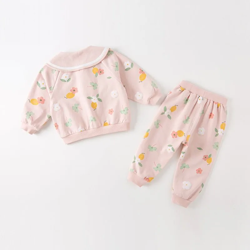 Garden Fairies Two-piece Girl Pink Sweater Jacket & Pants Set