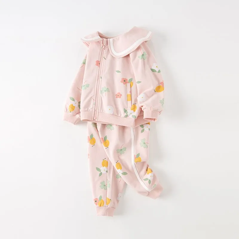 Garden Fairies Two-piece Girl Pink Sweater Jacket & Pants Set