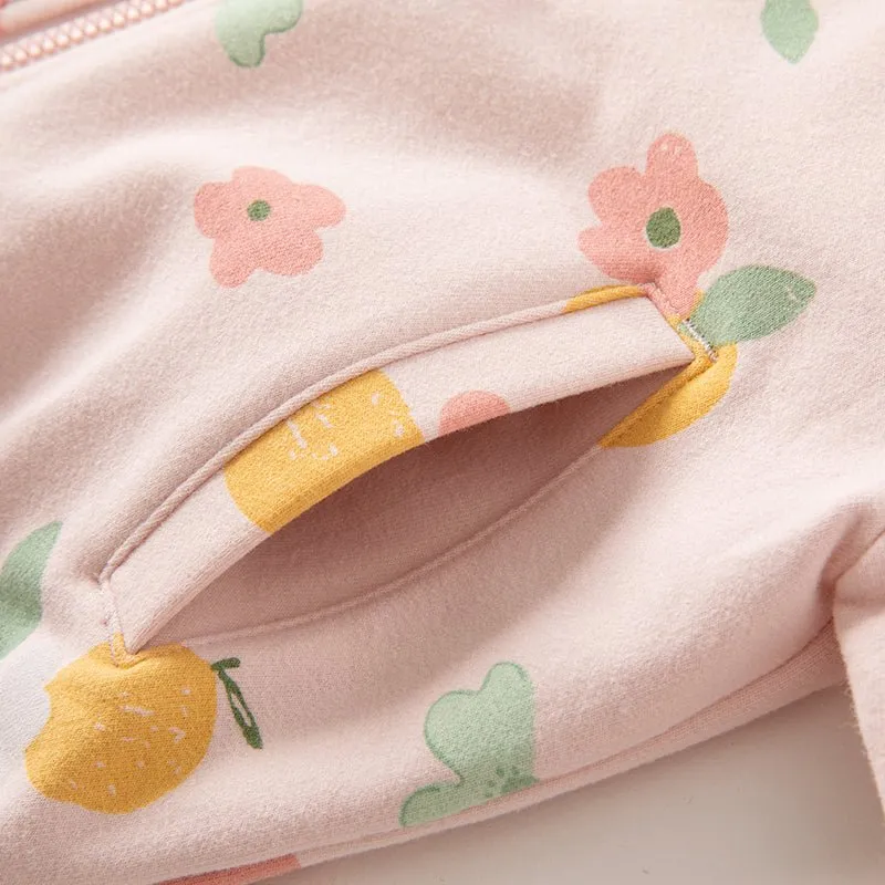 Garden Fairies Two-piece Girl Pink Sweater Jacket & Pants Set