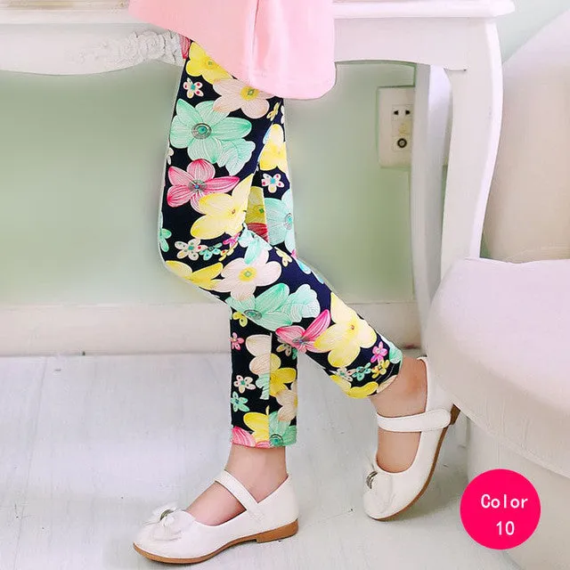 girl pants new arrive printing Flower girls leggings Toddler Classic Leggings  2-14Ybaby girls leggings kids leggings