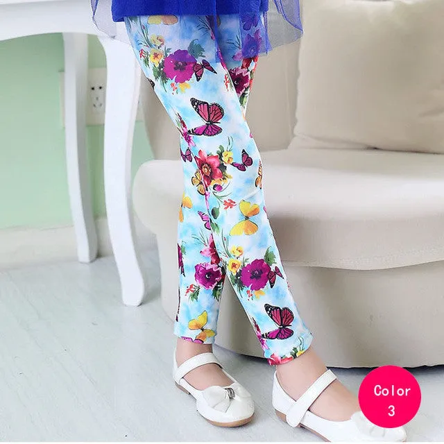 girl pants new arrive printing Flower girls leggings Toddler Classic Leggings  2-14Ybaby girls leggings kids leggings