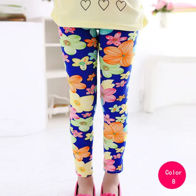 girl pants new arrive printing Flower girls leggings Toddler Classic Leggings  2-14Ybaby girls leggings kids leggings