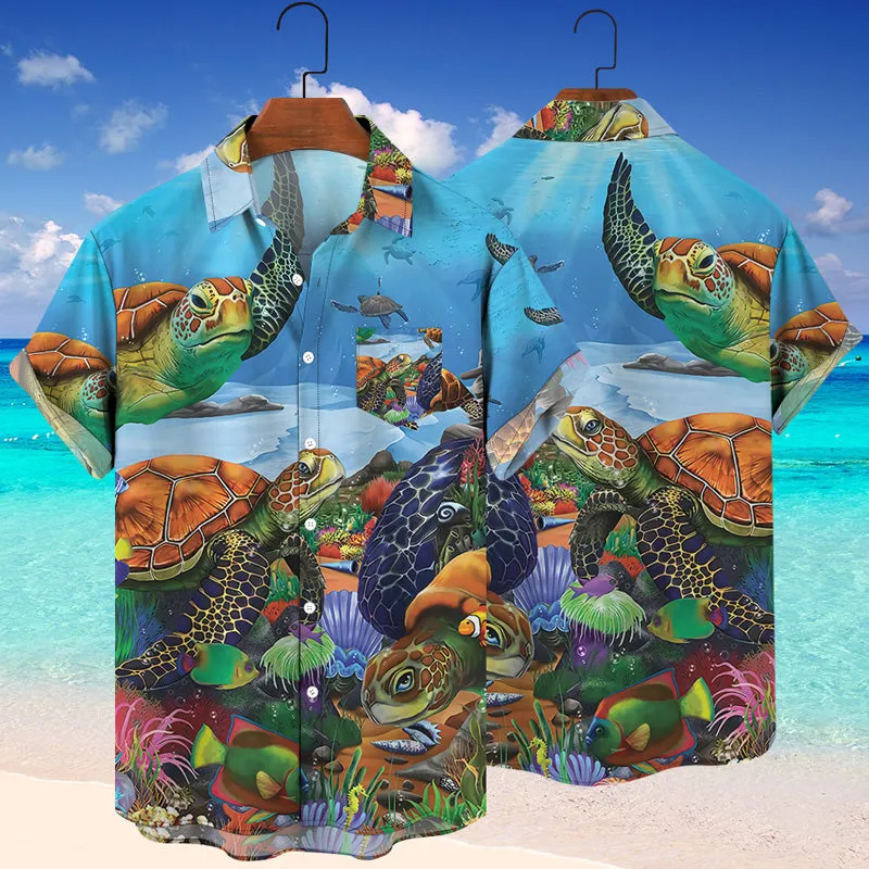 Hawaiian Beach 3D Animals Print Shirt