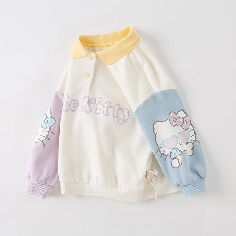 Hello Kitty Polo Collar Girl Lilac Pullover Sweater