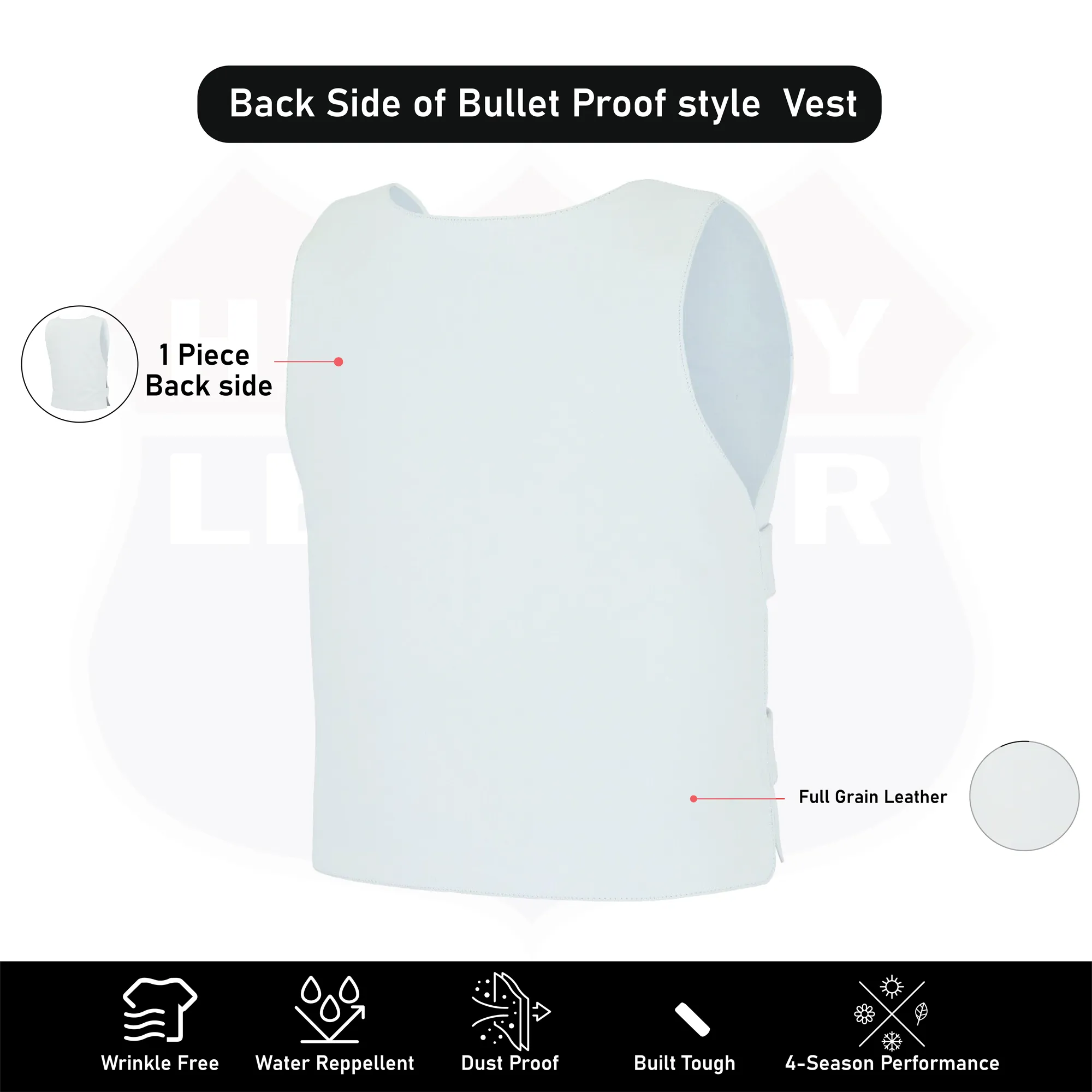 HL14945White Women White Bullet proof style leather Vest for Biker club