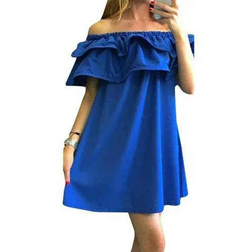 Hot sale 2017 summer dress solid color off shoulder for women dresses fashion casual sexy dresses vestidos beach dress  CDD139