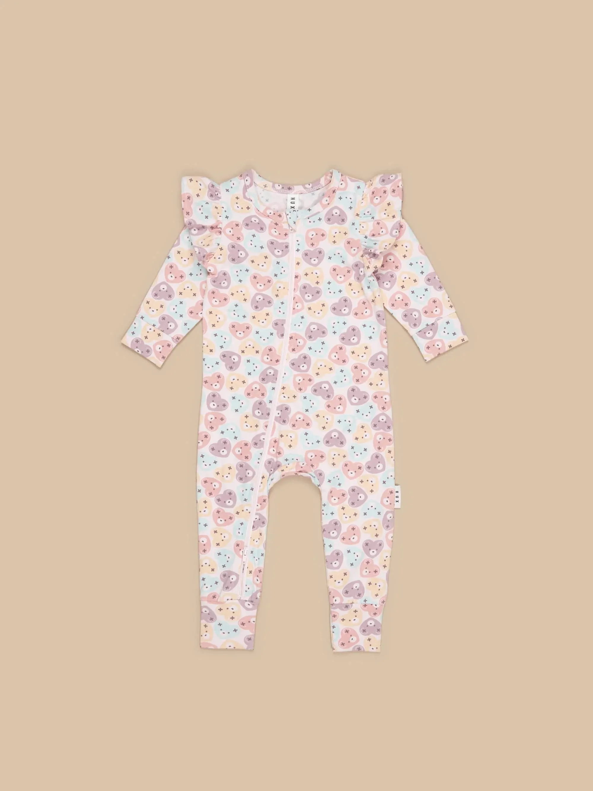 Huxbaby Heart Bear Zip Romper