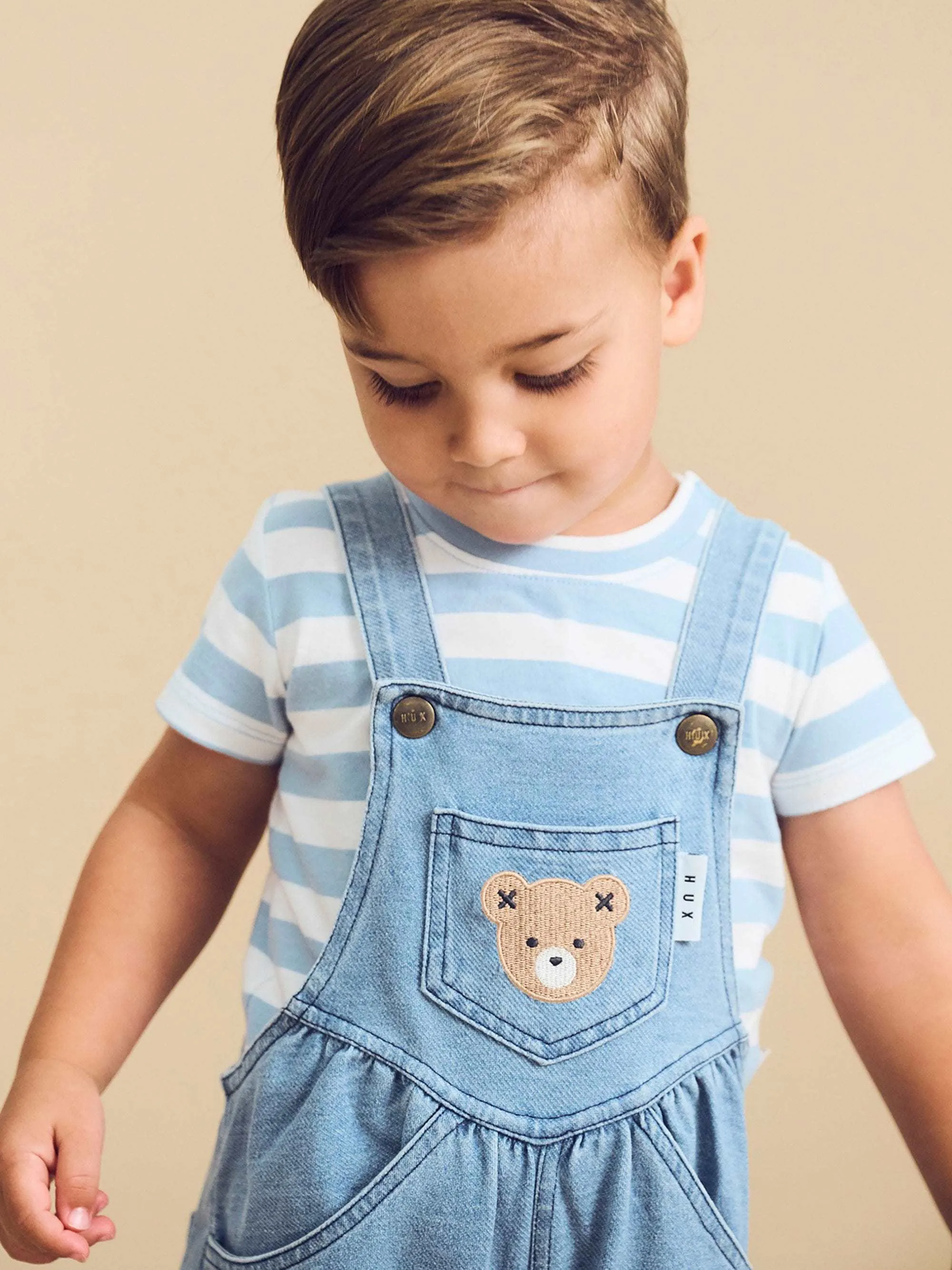 Huxbaby Huxbear Knit Denim Short Overalls