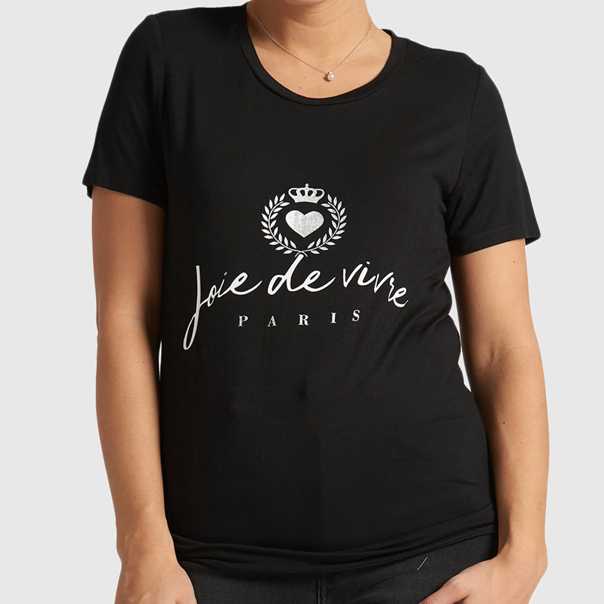 Joie de vivre - Graphic Letter T-Shirt - Black