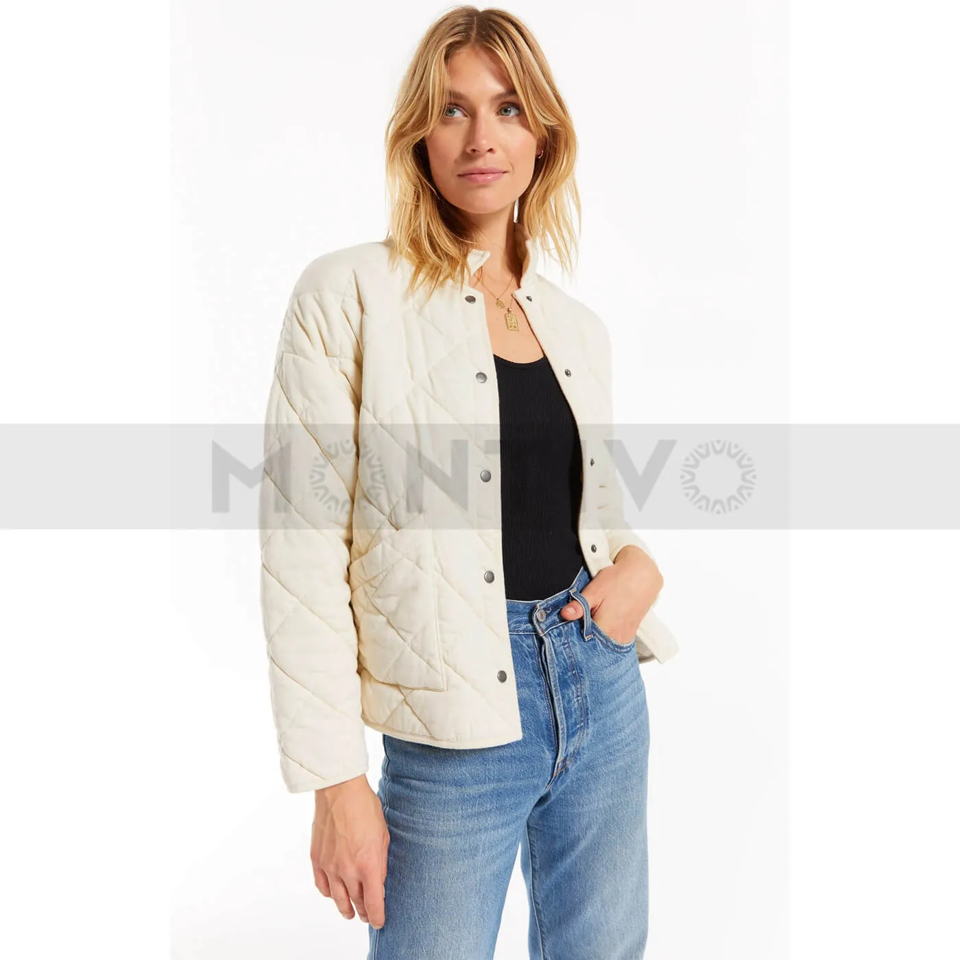 Kensie Cream Quilted Jacket