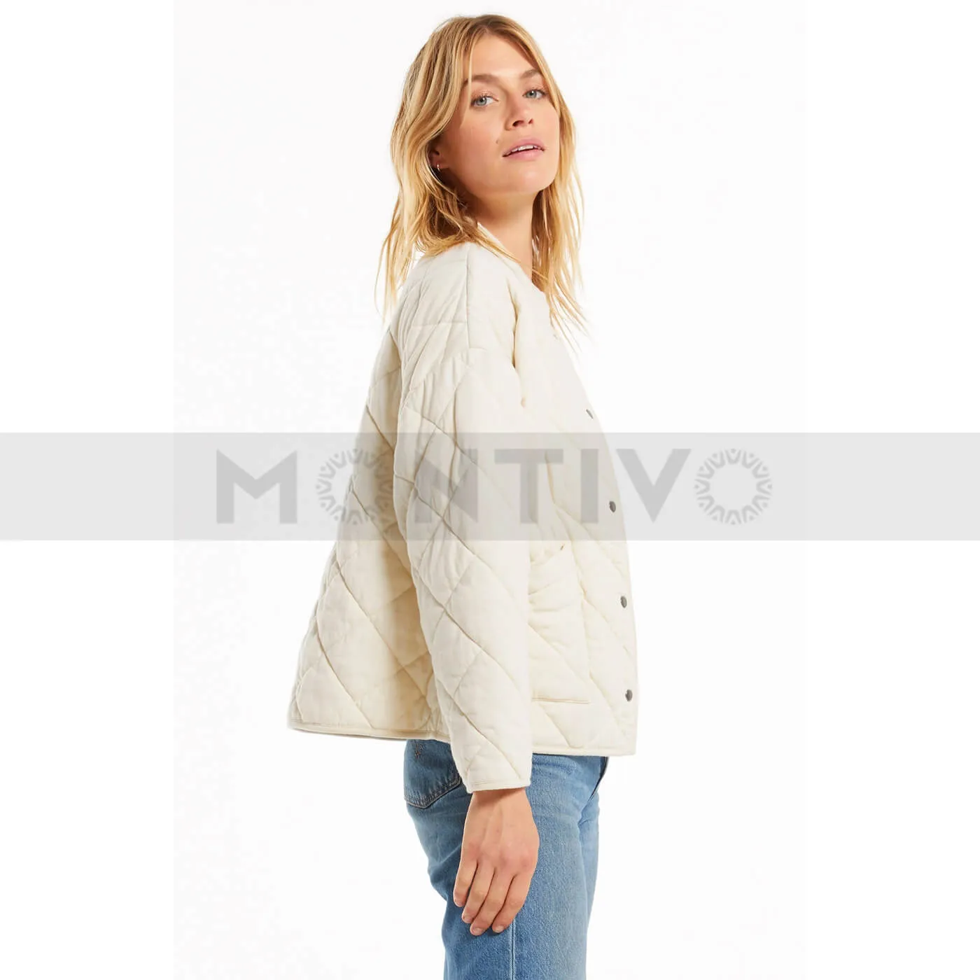 Kensie Cream Quilted Jacket