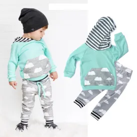 Kids Baby Boy Girl Casual Clothes Set Hoodie Sweatshirt Tops Hooded Long Pants Leggings Outfit Casual Clothing Set