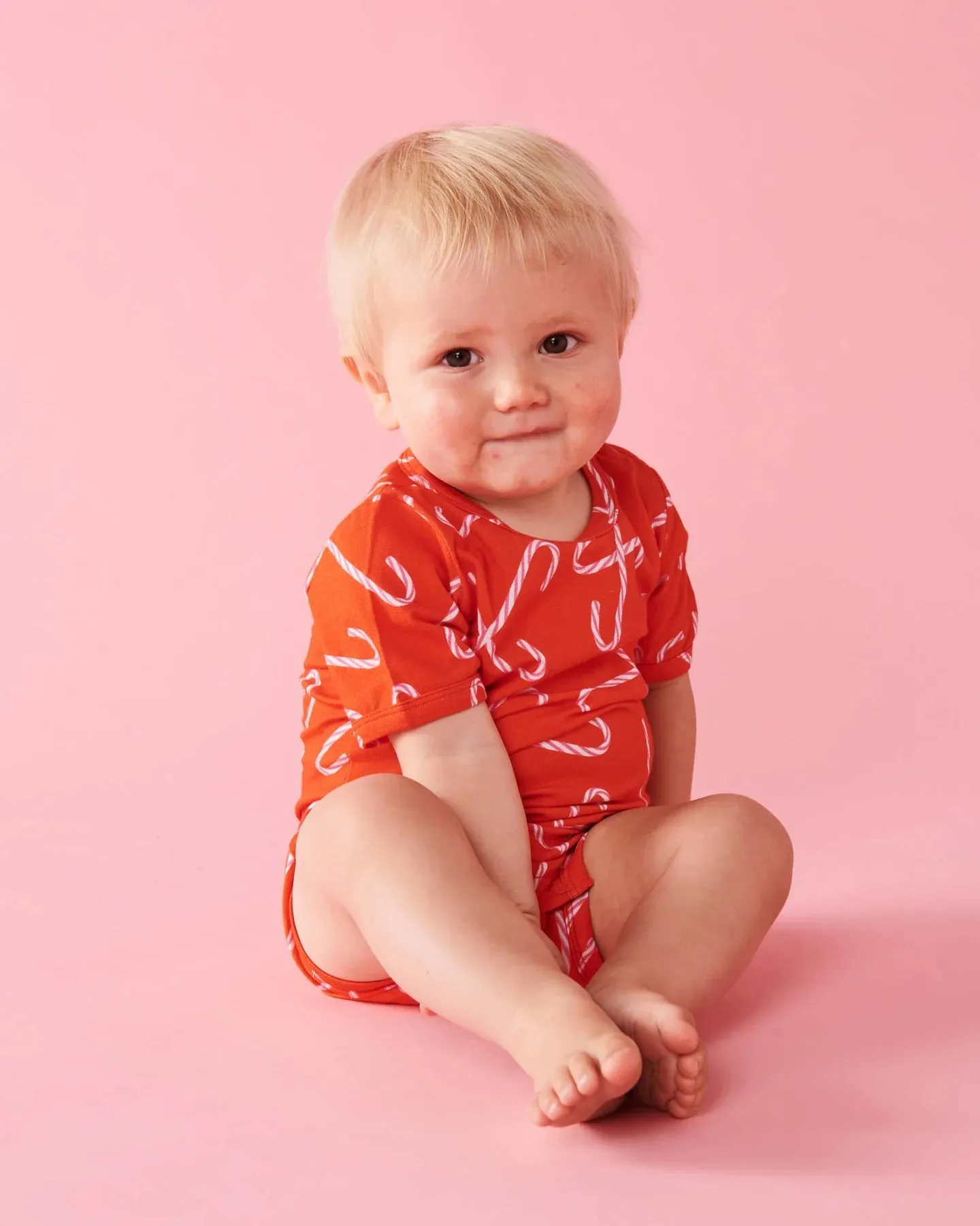 Kip & Co Candy Cane Red Organic Short Sleeve Romper