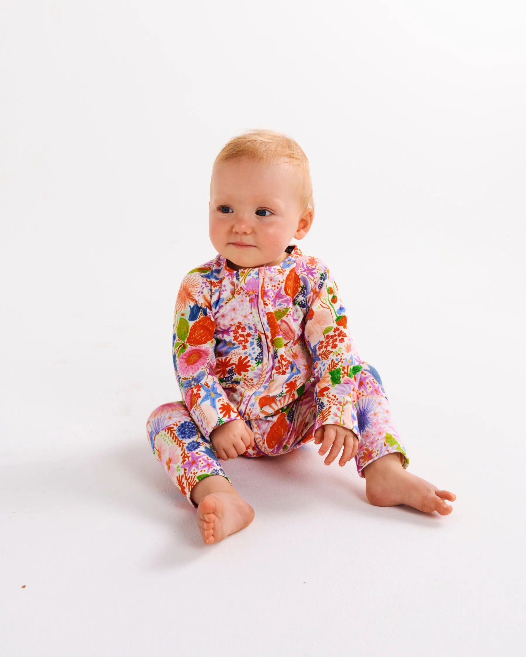 Kip & Co Meandering Meadow Organic Long Sleeve Zip Romper