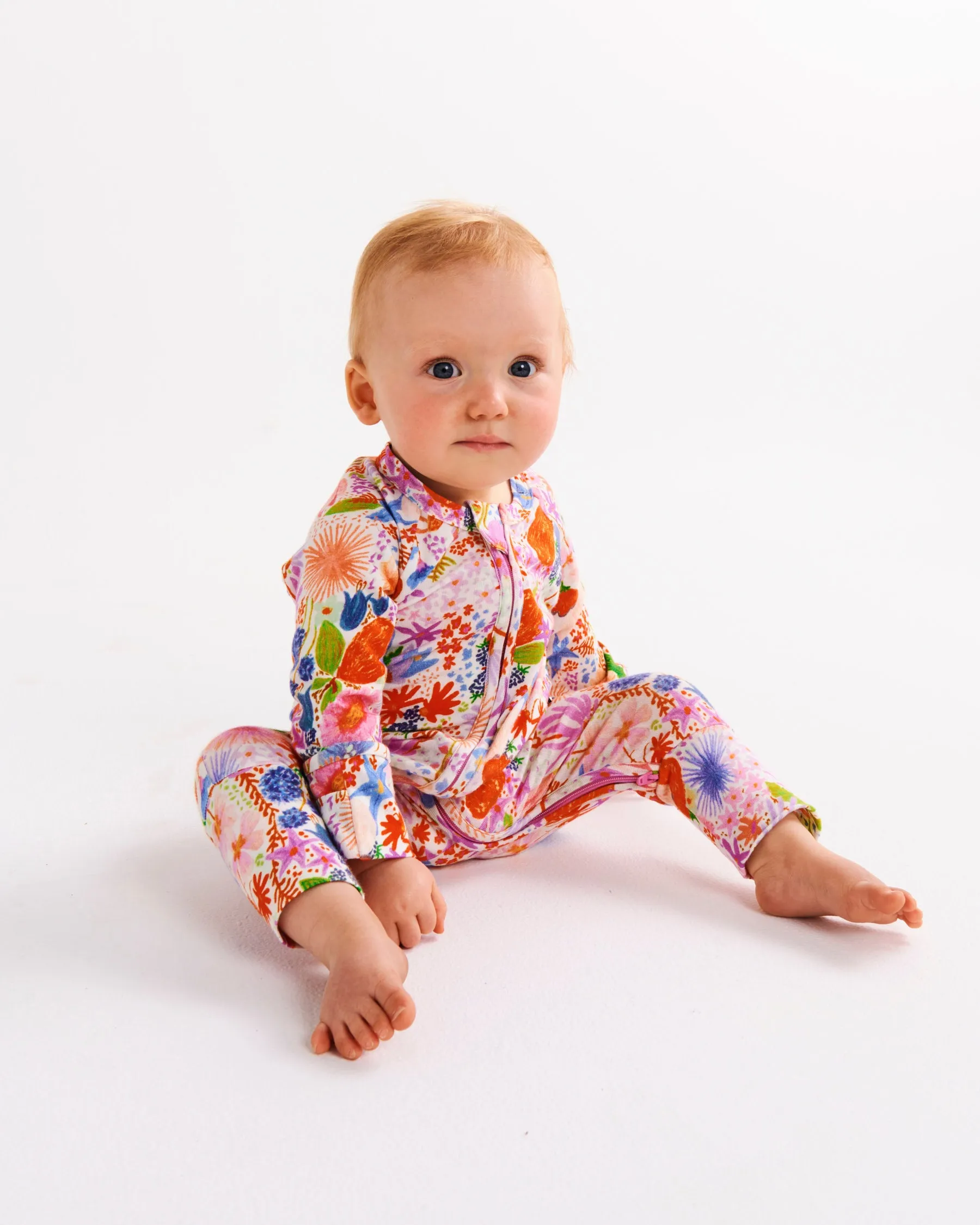 Kip & Co Meandering Meadow Organic Long Sleeve Zip Romper