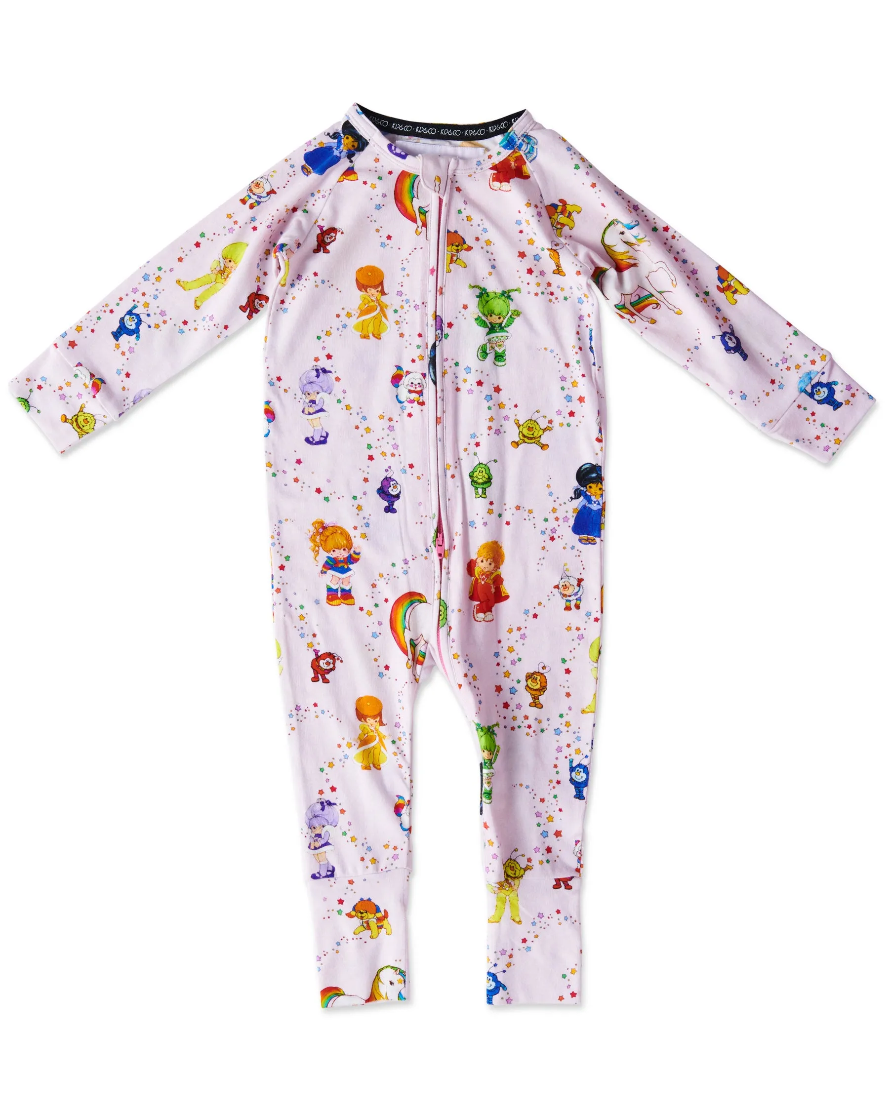 Kip & Co x Rainbow Brite Star Shower Organic Long Sleeve Zip Romper