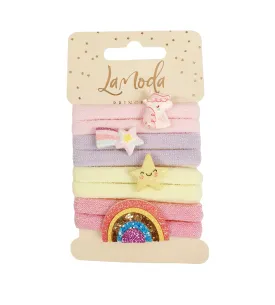 LaModa Princess Girl Hair Elastics Rainbow 8Pk