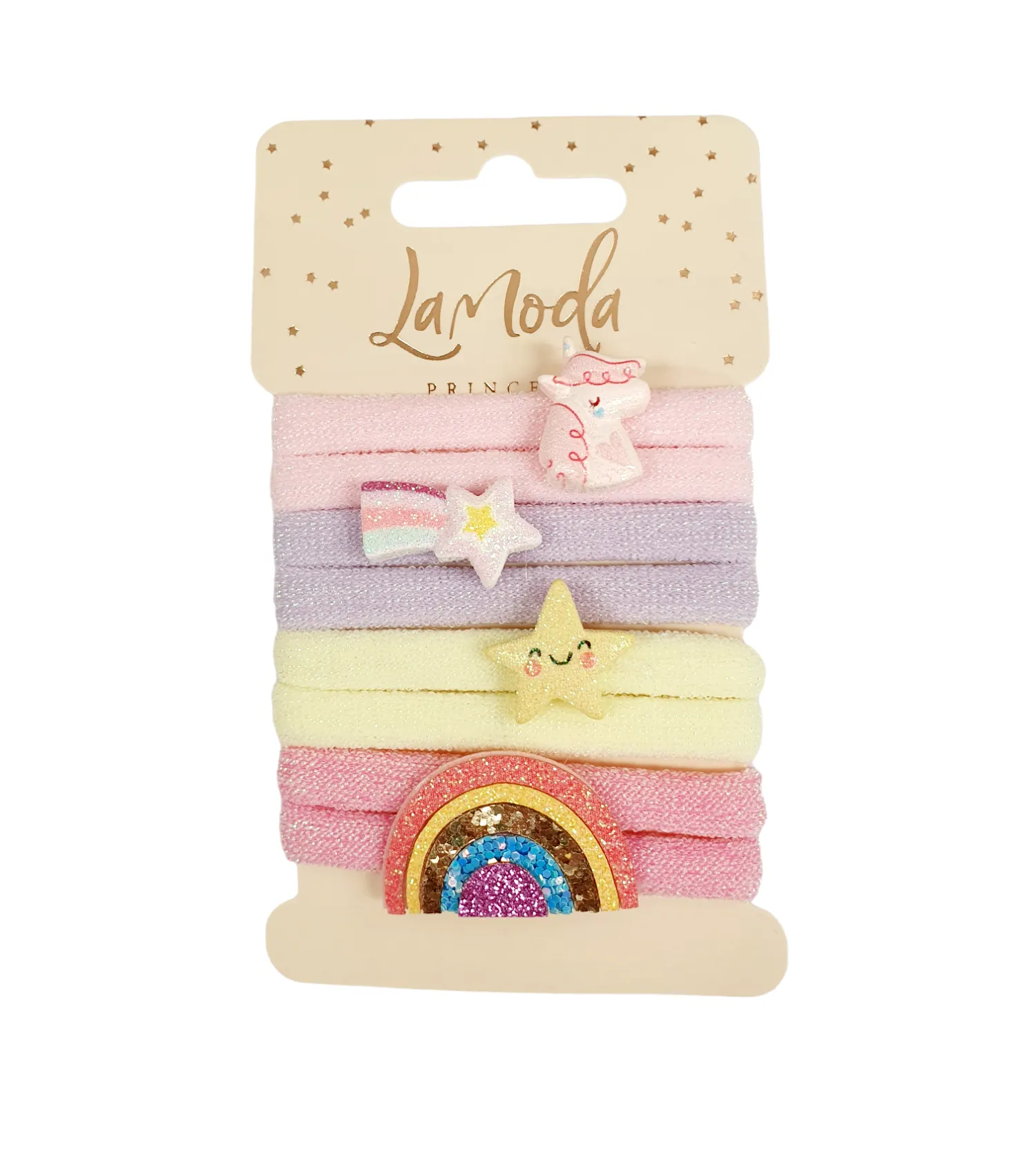 LaModa Princess Girl Hair Elastics Rainbow 8Pk