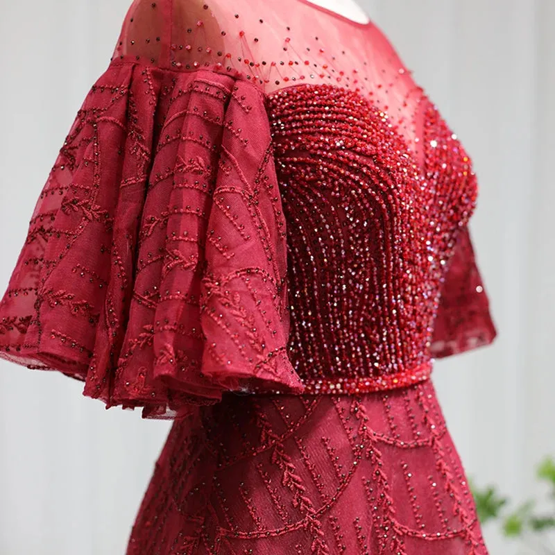 Luxury Sequined Flare Sleeve A-Line Dress