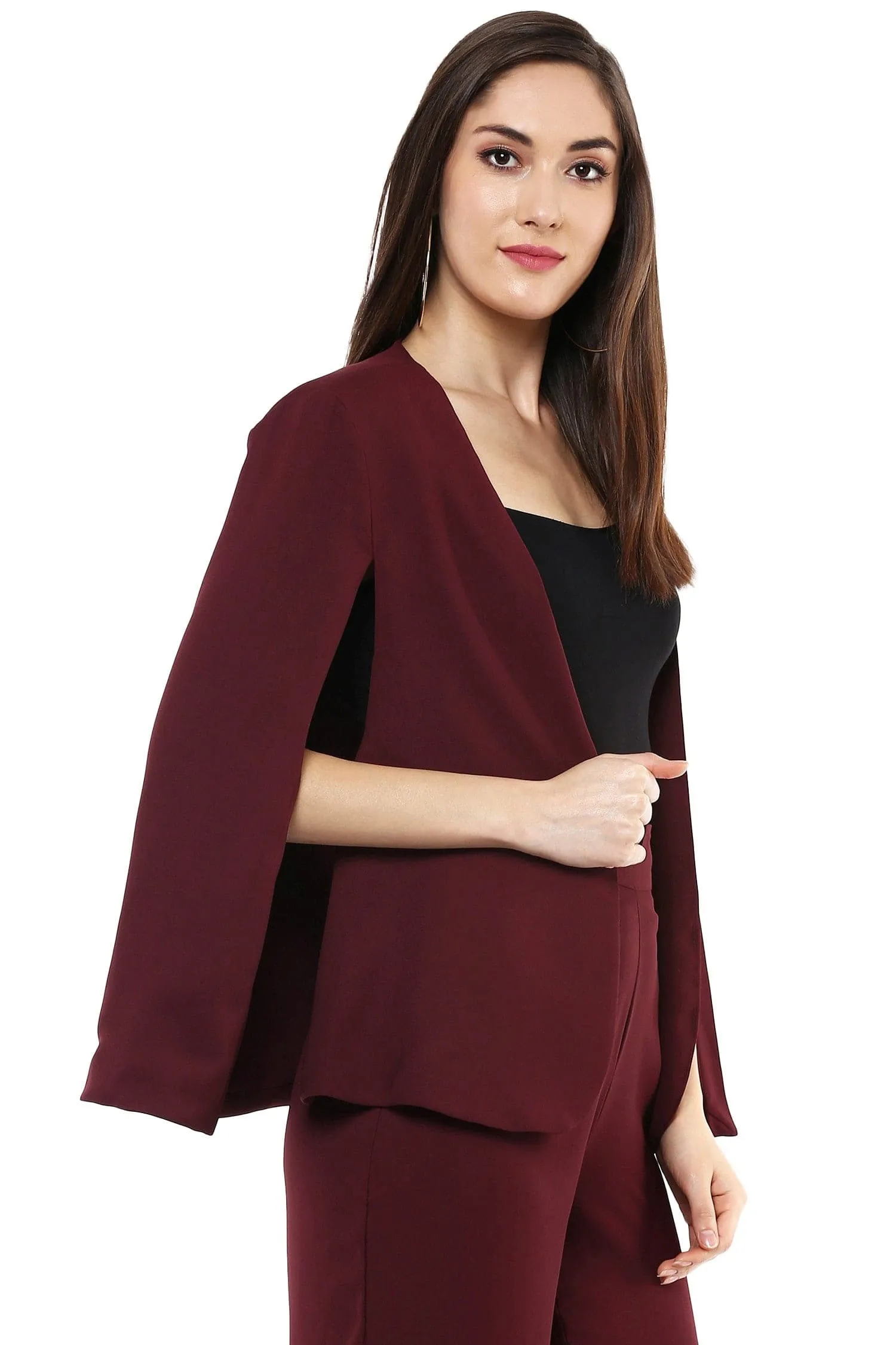 Maroon Cape Jacket