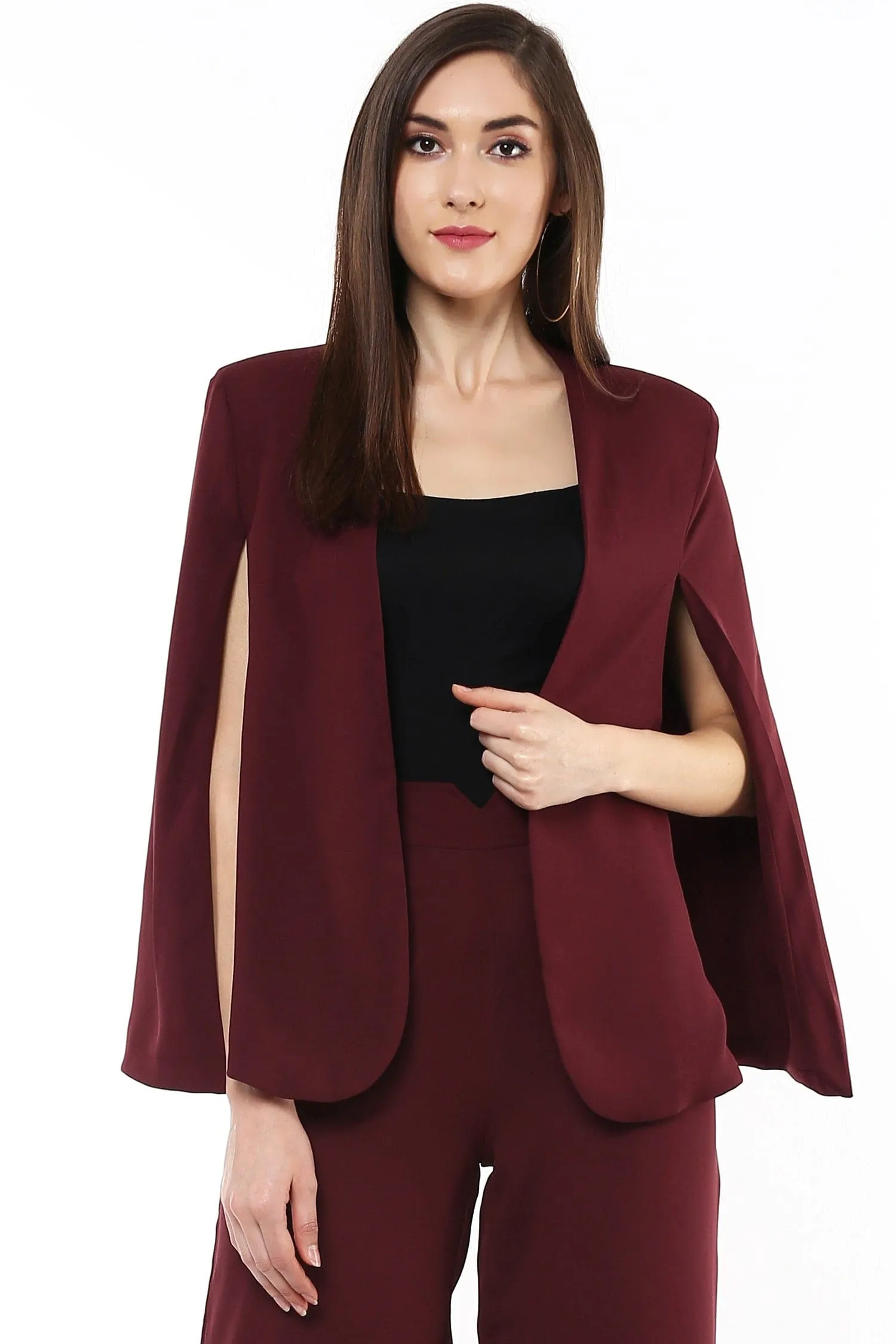 Maroon Cape Jacket