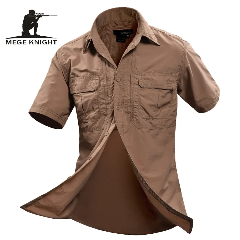 MEGE Summer Men Shirt Military Men Short Sleeve Shirt Casual Shirt Mens Brand Social Clothing Chemise Homme Camisa Masculina 2XL