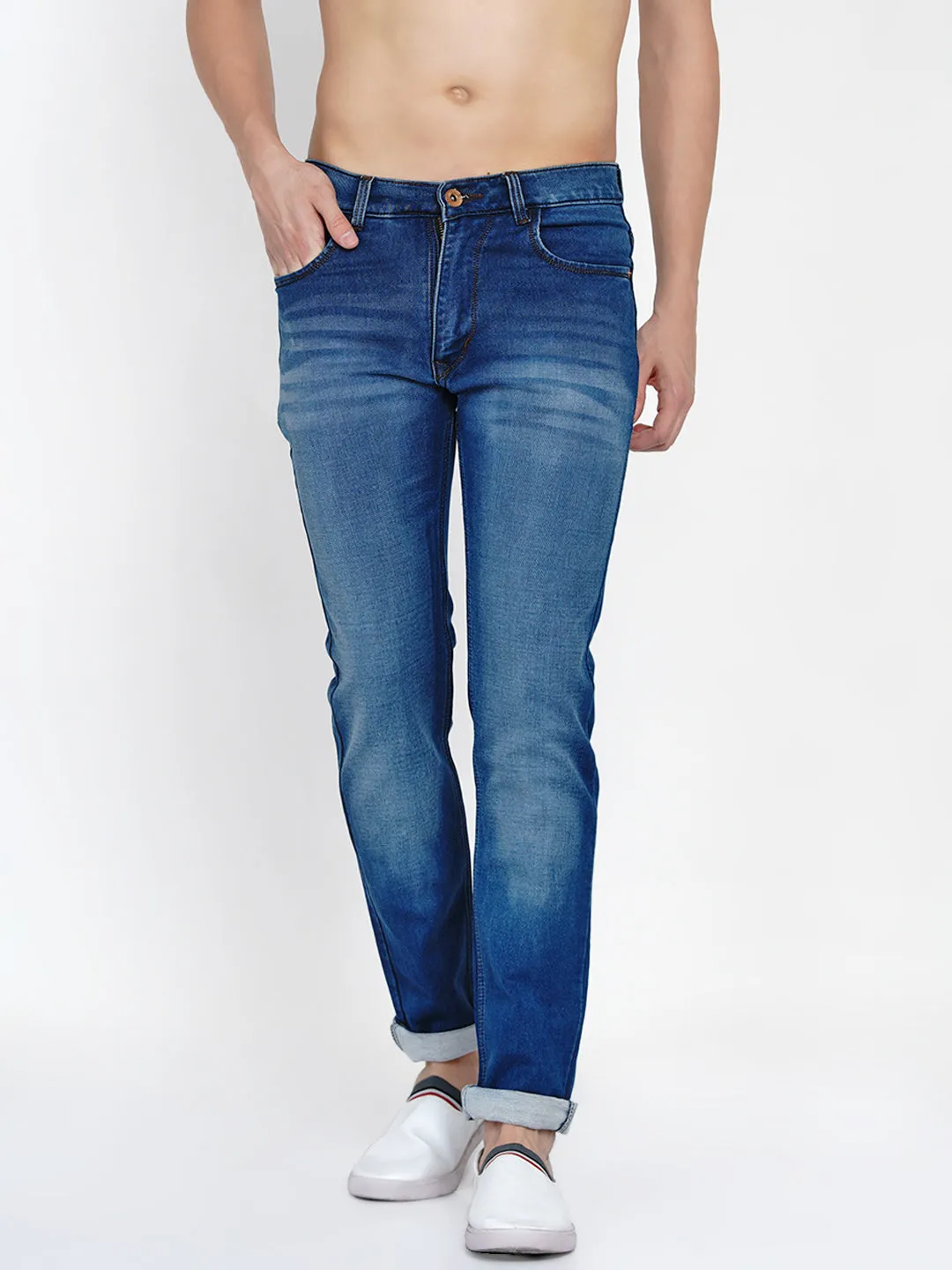 Men Blue Heavy Fade Jeans