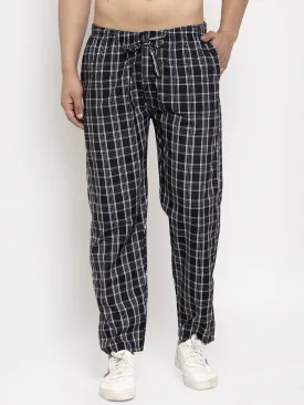 Men'S Black Checked Cotton Track Pants