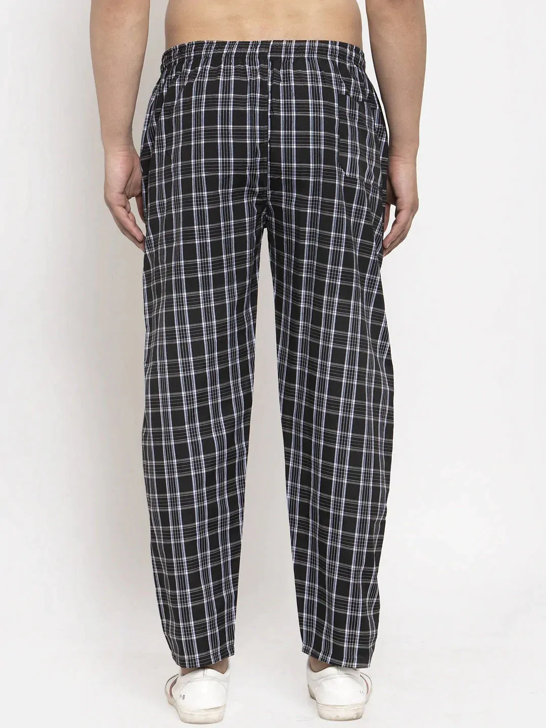 Men'S Black Checked Cotton Track Pants