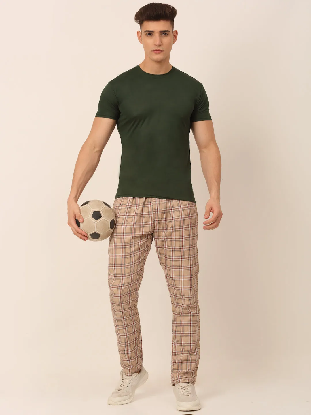 Men'S Checked Cotton  Track Pants