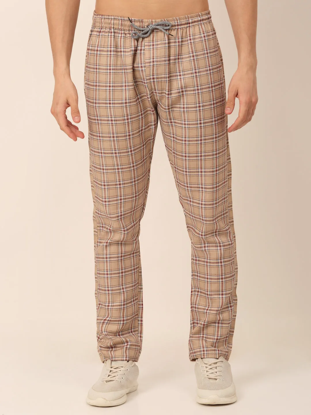 Men'S Checked Cotton  Track Pants