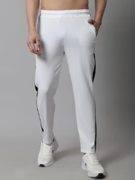 Men'S White And Black Striped Streachable Lycra Trackpants