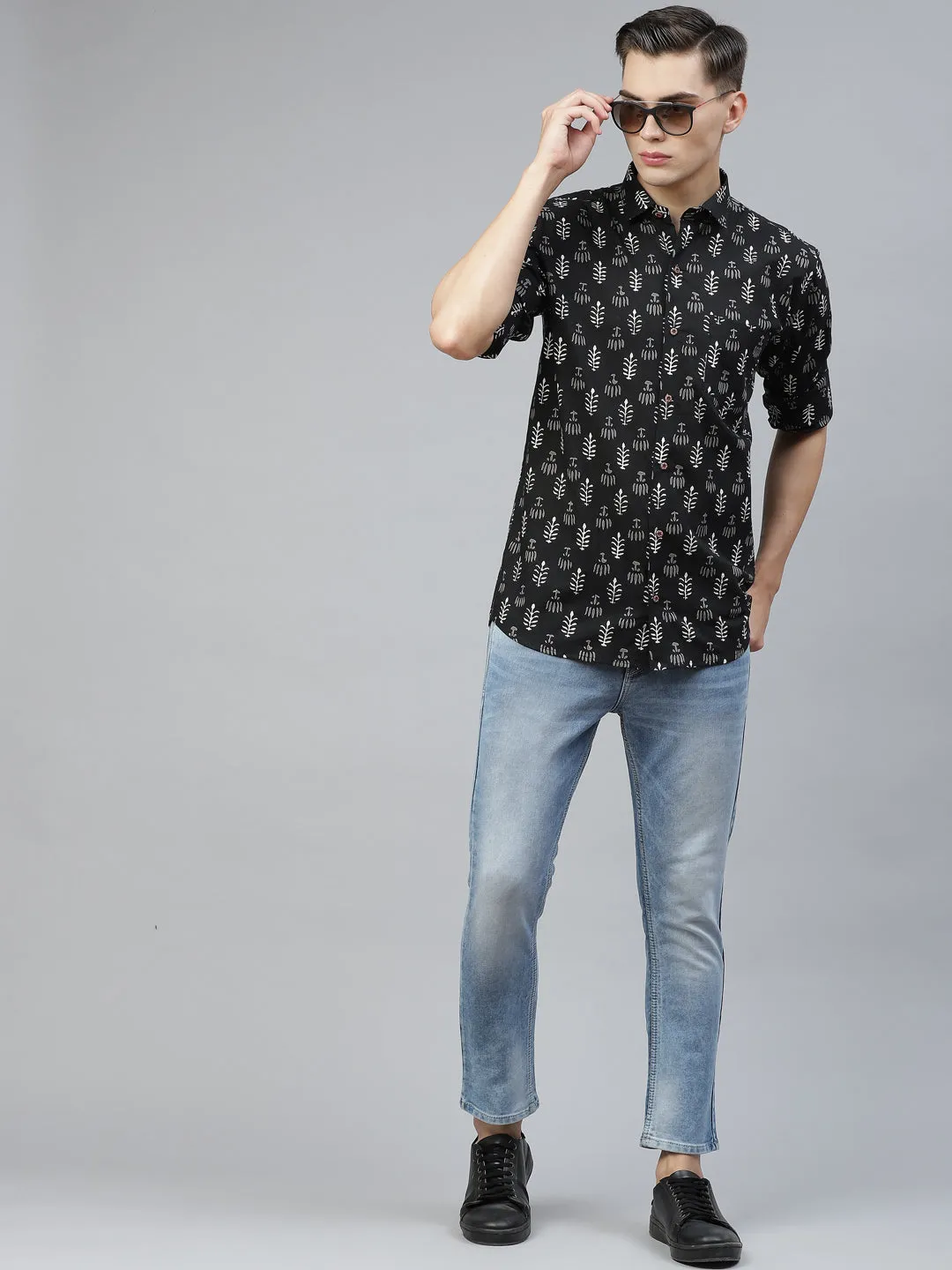 Millennial Men Black Cotton Full Sleeves Shirt-Mmf0265