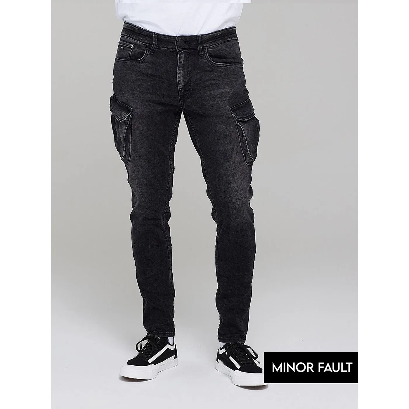 (Minor Fault) Charcoal Black Cargo Jeans